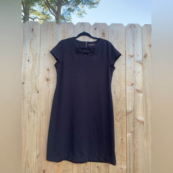 Women's Adrienne Vittadini Dress Size Large Black Sleeveless Y2k Office Zipper - Picture 3 of 6